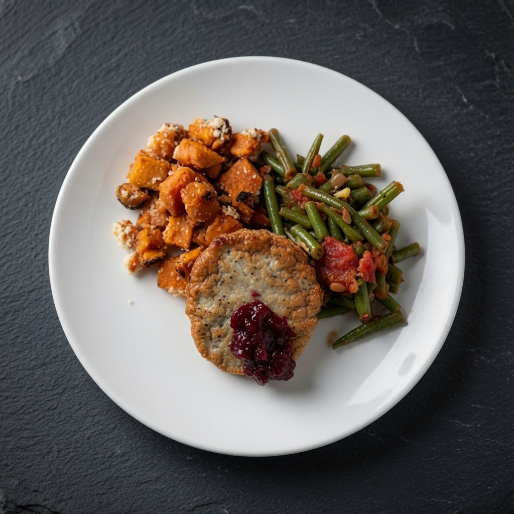 Turkey Burger with Garlic Parmesan Roasted Sweet Potatoes