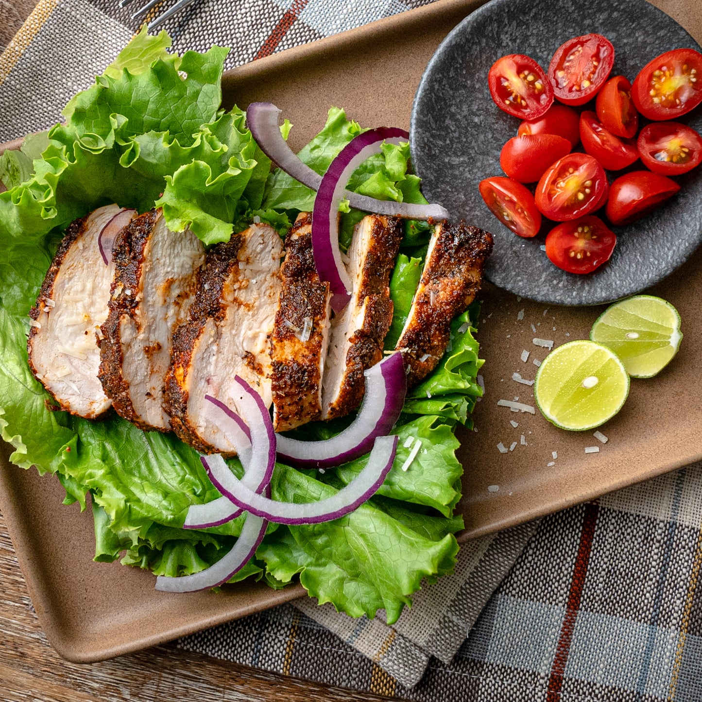 Blackened Chicken Salad With Roasted Red Pepper Ranch