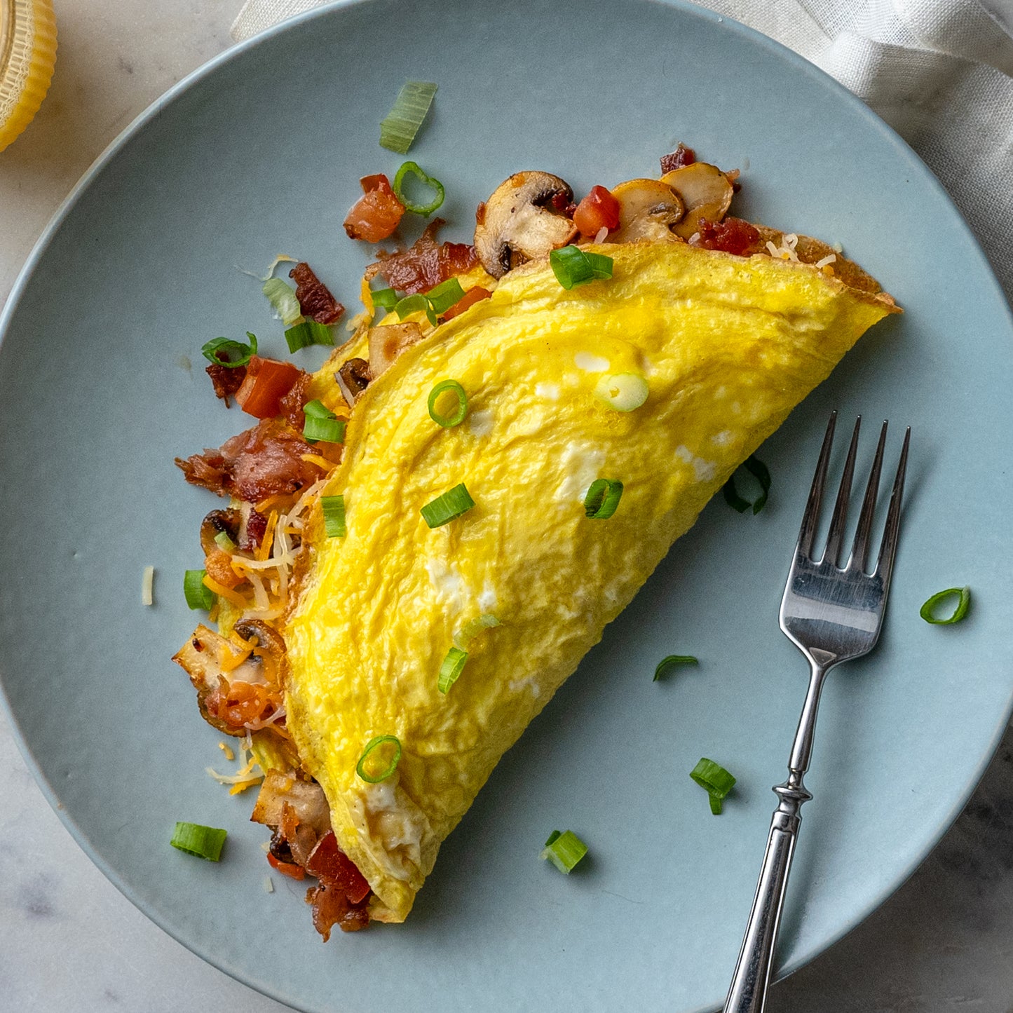 Bacon, Tomato, & Mushroom Omelette