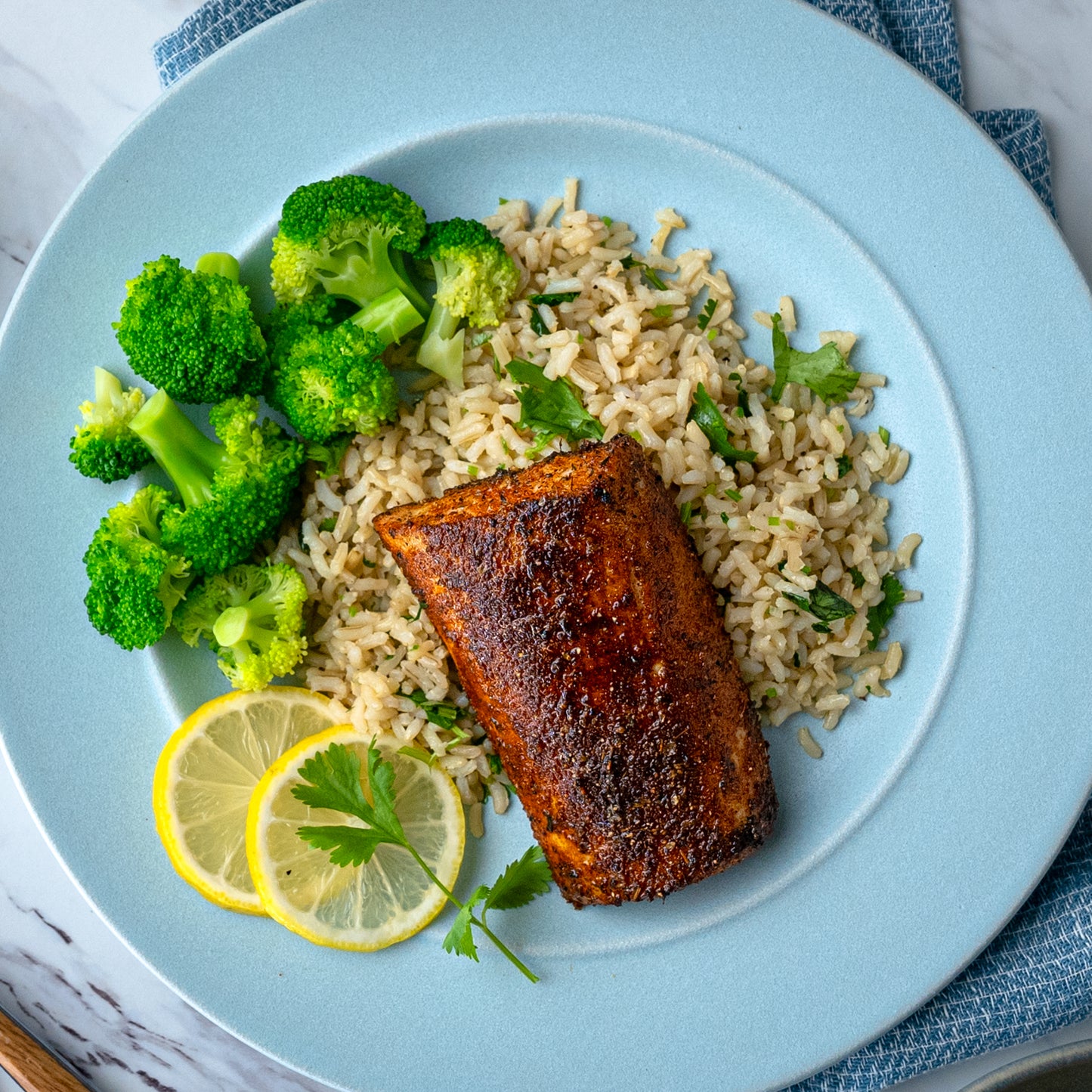 Blackened Mahi Mahi Over Cilantro Lime Brown Rice