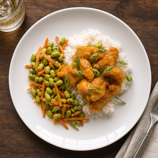Orange Chicken With A Warm Edamame Salad