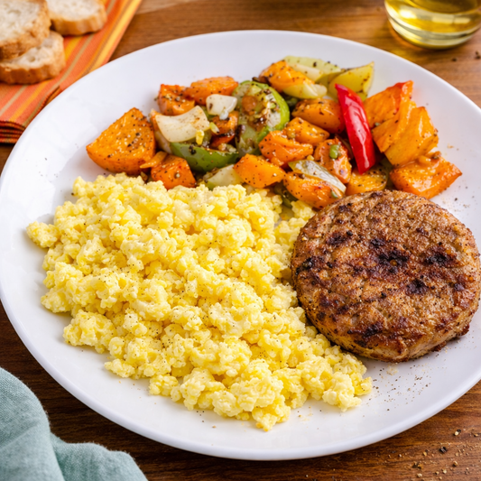 Turkey Sausage, Scrambled Egg & Sweet Potato Hash